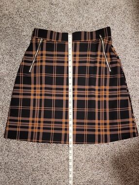 Le Lis Black & Tan Plaid Mini Skirt with Zip Pockets